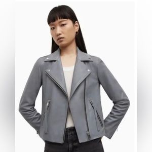 NWT allsaints dalby leather motorcycle biker jacket grey UK 8 US 4